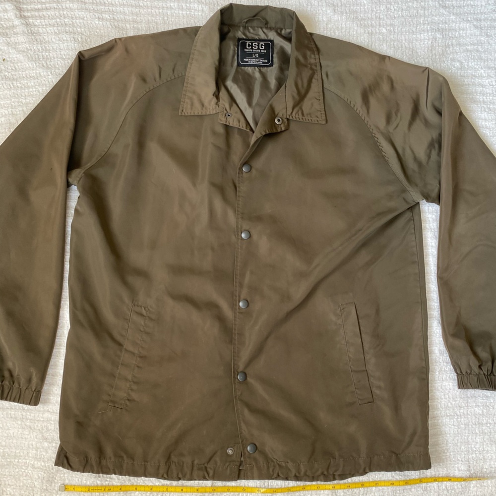 CSG Olive Green Military Style Snap Button Windbreaker L